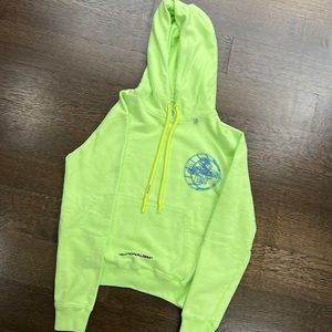 Mens off white “ Rationalism” size small neon green yellow hoodie